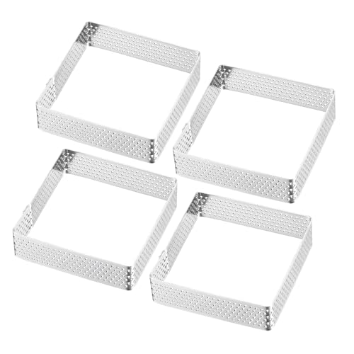 Westmark Stampi per Tartellette, 4 Pezzi – Forme perfette per tartellette e e quiche – Risultato di cottura uniforme grazie alla perforazione – Argento, 7x7 cm, Quadrato, 7 x 7 cm, 4 pezzi