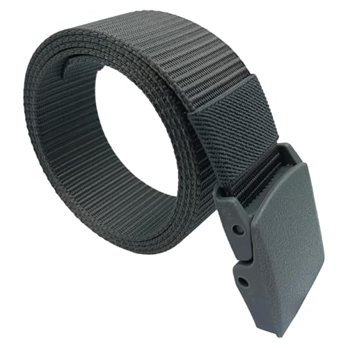 Nylon Mens Belt,Adjustable Web Belt,Military Belt with Non Metal Plastic Buckle,Slidable Ring Clip,47.24inch