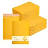 MATUFF Small Bubble Mailers 100 Pack, 5"x8" External Dimension, Usable Size 4"x7" Thick Kraft Bubble Envelopes Waterproof Cushioned Padded Mailers Shipping Packaging for Small Business Yellow #000