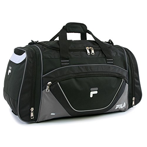 Fila Bolsa esportiva grande esportiva Acer, Preto/cinza, One Size, Bolsa esportiva Acer 25'