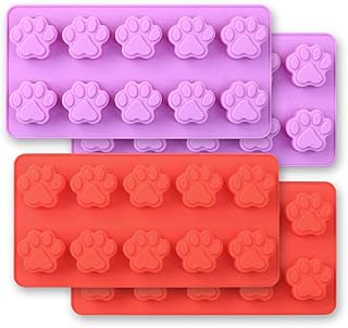 Cozihom Dog Paw Shaped Silicone Moluds, 10 Cavity, Food Grade, BPA Free for Chocolate, Candy, Cake, Pudding, Jelly, Dog Treats. 4 Pcs