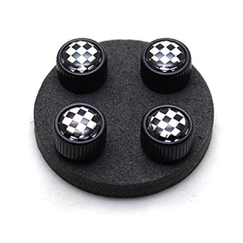 YaaGoo Per pneumatici Mini Cooper cerchioni 4 pezzi cappucci valvola custodia copertura decorativa (NERO CK)