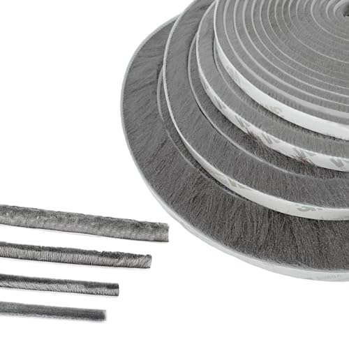 Guarnizione a Spazzola, 5M Paraspifferi Spazzola, 9mm(L) X 23mm(P), Grigio, Paraspifferi Spazzola Adesivo, Guarnizione a Spazzola Autoadesiva, Guarnizione a Spazzola