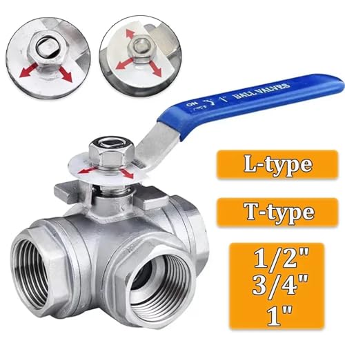 Válvula de bola de 3 vías en acero inoxidable 304 T tipo 3/4 para control de agua confiable 3