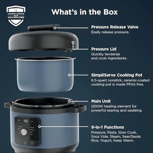 Hyper-Heat Pressure Cooker, 6.5 Quart Multi-Cooker, Blue - Image 3