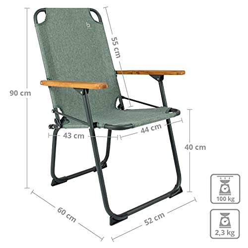 Bo-Camp Campingstuhl Bushwick Garten Klappstuhl Faltstuhl Faltbar Alu Holz 100kg Grün