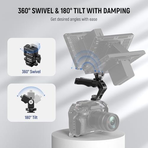 Image of NEEWER CA007+MA006 Top Handle & Monitor Mount Set, Black, Compatible with 5 inch & 7 inch Field Monitor, Camera Cage & Gimbal, 3 /8 inch ARRI Locating + Cold Shoe, 22lb Load Capacity
