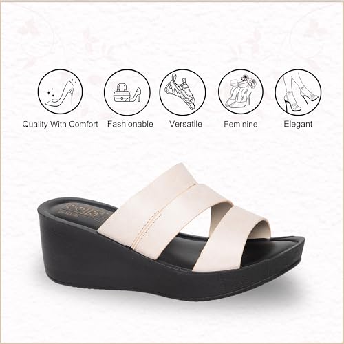 Image of BELLA Women Fashion Wedge Slip On Brown Sandal | Durable | Stylish | Comfortable | Slip Resistant | Lightweight and Breathable