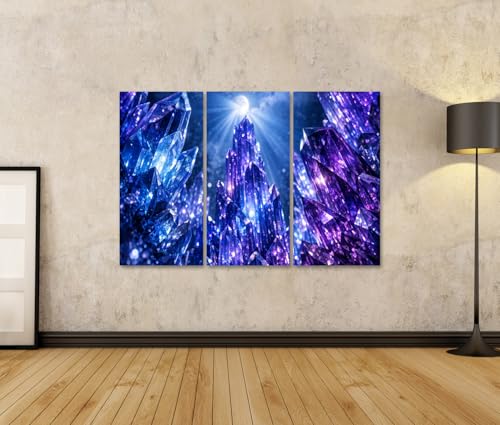 Tableau sur toile forêt de cristal triptyque décoration murale moderne