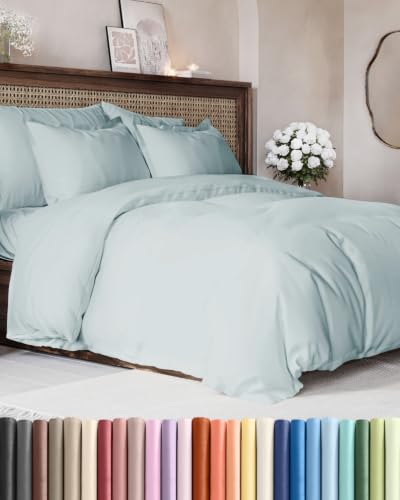Image of Duvet Cover Super Queen Size - 3 Piece with Zipper Closure - Ice Blue