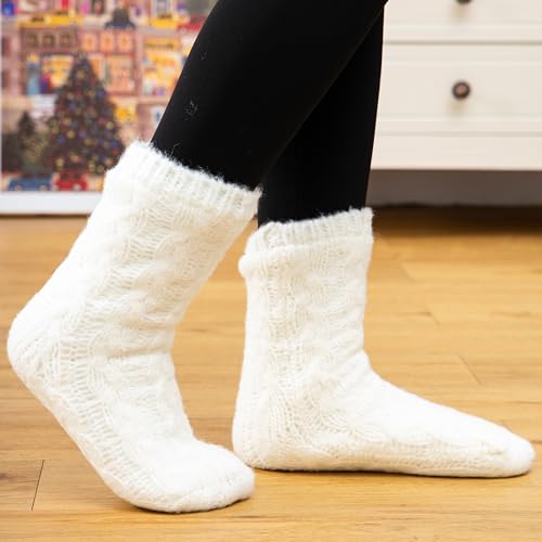 Gealaek Women Slipper Socks Winter Thick Fuzzy Warm Cozy Soft Sherpa Lined Socks Non Slip with Grippers2