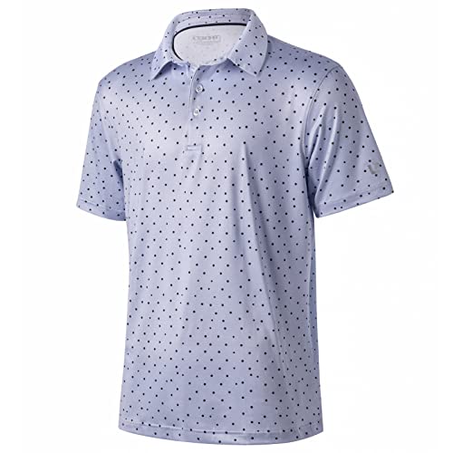 Ephemoca Men's Performance Dry Fit Golf Shirt, Quick-Dry Short Sleeve Polo, Moisture Wicking Dray Dot X-Large #TOP3
