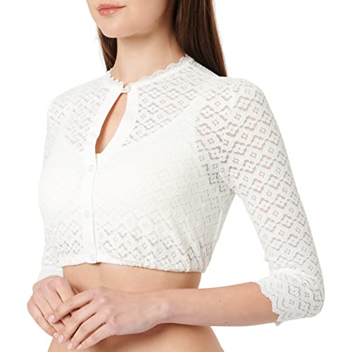 通用 Damen Dirndlbluse Weiß Langarm für Oktoberfest 34-46 (38)
