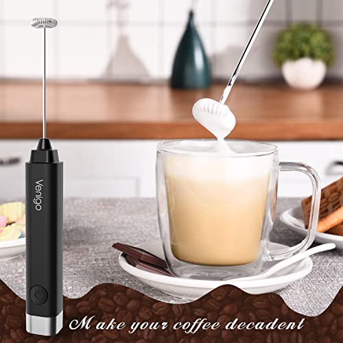 Venigo Handheld Milk Frother, Battery Operated Electric Foam Maker And Mixer For Drinks, Perfect For Bulletproof Coffee, Matcha, Cappuccino, And Hot Chocolate (Black) #TOP2