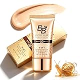 Gold Snail BB Cream mit LSF 40+Getönte Tagescreme 5-in-1 mit Goldschnecke für Make-up Grundierung,Feuchtigkeitsspendende CC Cream mit hoher Deckkraft & Öl-Kontrolle, langanhaltendes Finish