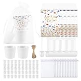 Ansberta 200 PCS Let Love Grow Wedding Favors for Guests Include 50 Flower Seed Packets 50 Pots 50 Organza Bags 50 Garden Shovel for Bridal Shower Wedding Party Favors, No Seeds