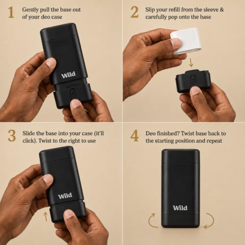 Image of Wild Aluminum Free Natural Deodorant Ultimate Starter Kit - Black Case - Natural Ingredients & 24 Hour Odor Protection - Women & Men's - Variety of Scents - Case + 5 Refills