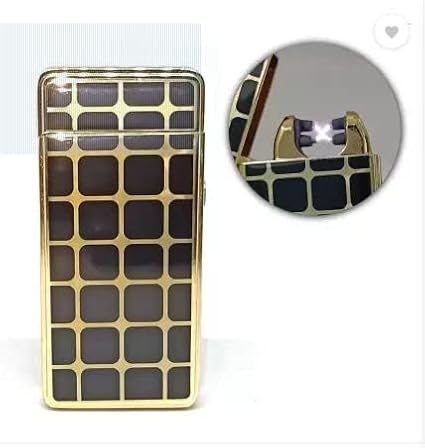 NIYANTA Enterprise Arc Beam Metal Premium Rechargeable Electronic Windproof Eco Friendly Unique Arc Square Gold Cigarette Flameless Pocket Lighter (Square Gold & Black)