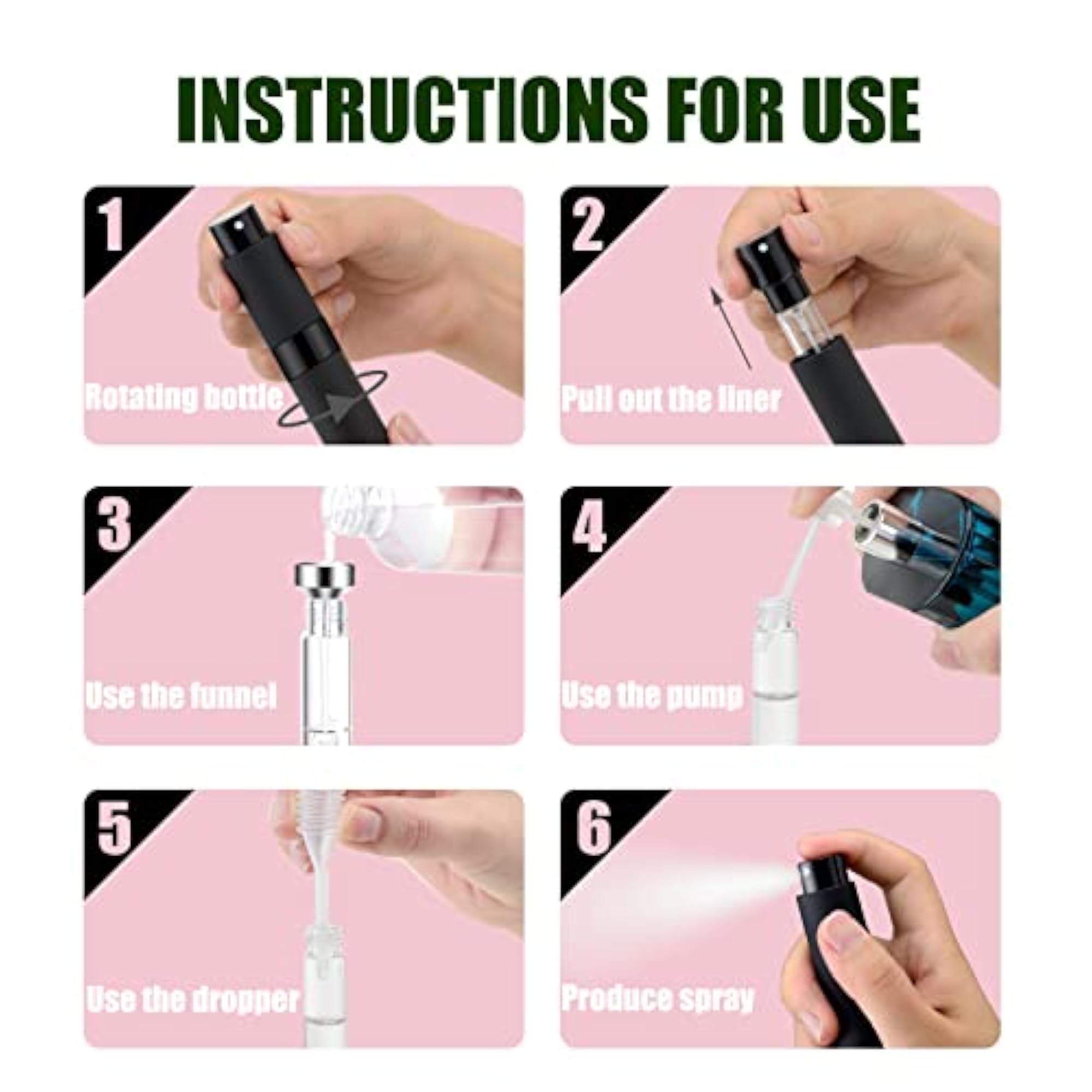 Portable Mini Perfume Atomizer Spray Bottle, 2 PCS