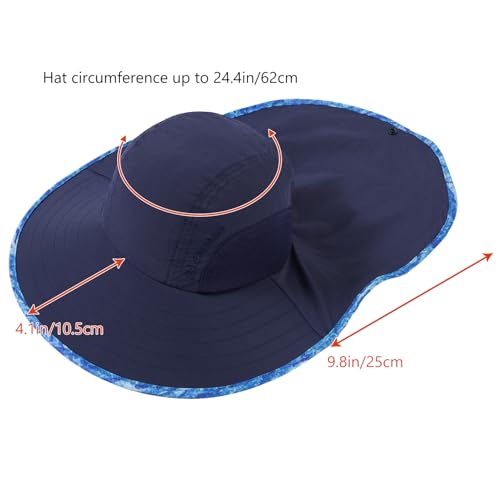 Image of BASSDASH UPF 50+ Unisex Water Resistant Wide Brim Sun Hat with Large Neck Flap Ponytail Fishing Hat for Men Women