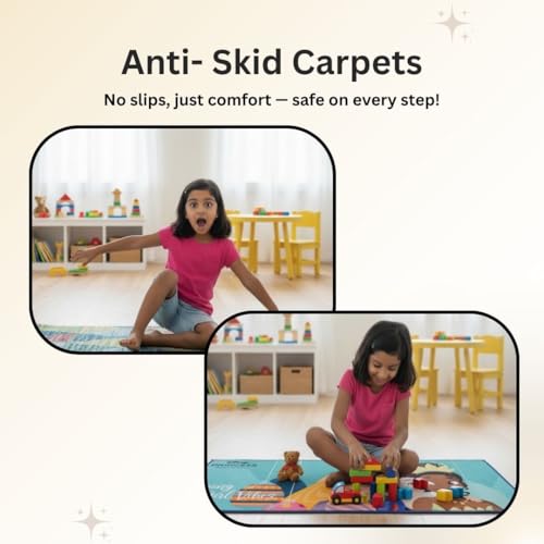 Image of Athom Living Disney Princess (Girl Vibes) Runner Carpet 2x4.5 Ft, Soft Printed Mat with Anti-Skid Backing, Durable Washable Runner for Kids Bedroom, Play Area & Playroom Decor