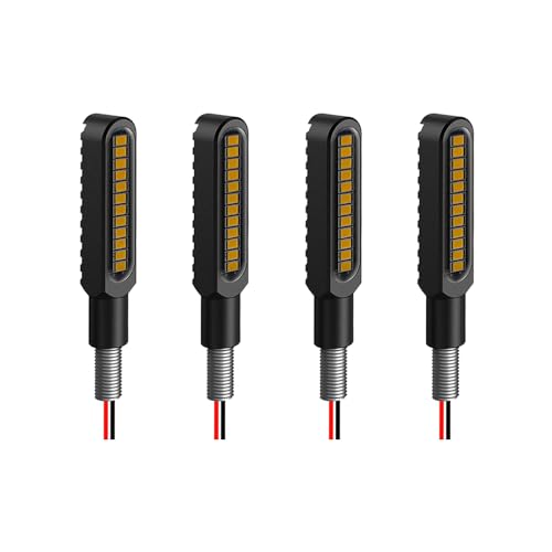 Image of Waterproof Motorcycle Blinkers Indicator Turn Signal Amber Flowing Sequential Universal Lamp (Pack of 4)