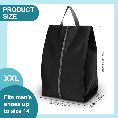 Paterr 18 Pcs Shoe Bags for Travel XX-Large Storage Packing Organizer Waterproof Shoe Carrier with Zipper Protable Covers for Travel for Women Men, Black2