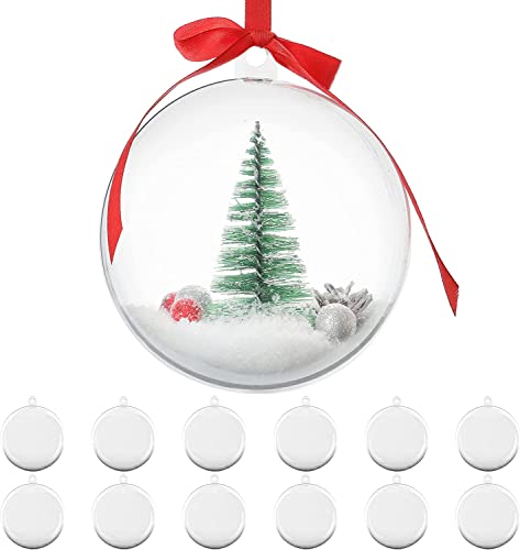 Dyanatic 10 Pcs DIY Christmas Baubles | Baubles 6cm Clear Line | Fillable Baubles Christmas Ornaments | Baubles Christmas Decorations | White Christmas Tree Decorations