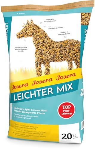 JOSERA Leichter Mix (1 x 20 kg) | PFERD | Premium Pferdefutter für leicht beanspruchte Pferde | Pferdefutter light | zucker- & proteinreduziert | Apfel-Luzerne Müsli | 1er Pack