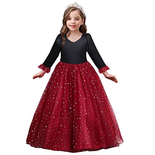 Robe en organza bordeaux de bal de fin d'année fille 12 ans