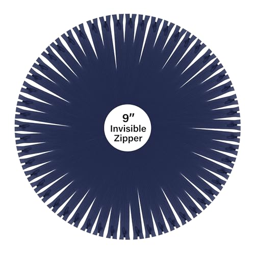 Mandala Crafts #3 Navy Blue 9 in Invisible Zippers for Sewing, Bulk 100 PCs
