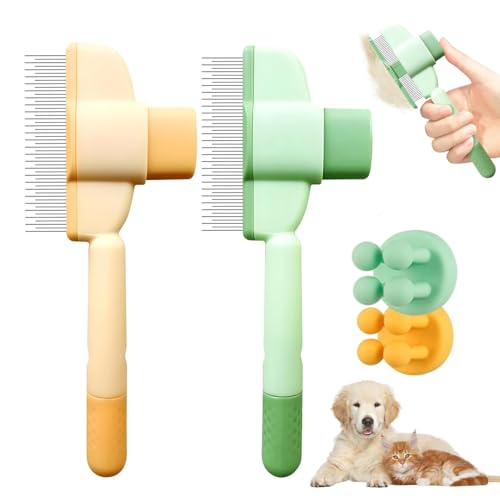 Spazzola per Cani Gatti Animali Domestici Con 2 Ganci In Silicone Lungo Corto Taglia Grande Sottopelo Spazzola Autopulente Professionale Cuccioli per La Rimozione di Peli Anti-Pulci Pettine