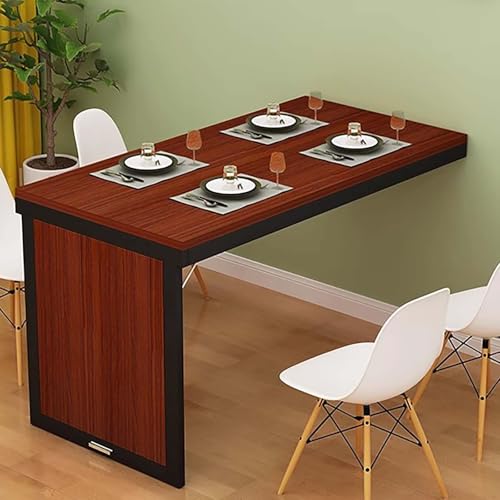Mesa Plegable compacta - Mesa de Comedor Convertible en Escritorio de Pared para Espacios pequeños, Ideal para la Oficina en casa o el hogar. Color marrón (80x40cm/32x16in) - Diseño Que ahor