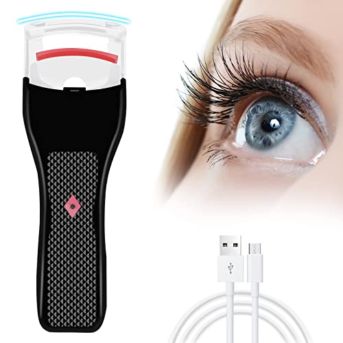 Heated Eyelash Curler,USB Rechargeable Electric Eyelash Curler,Quick Pre-Heat Natural Curl Long Lasting,Black