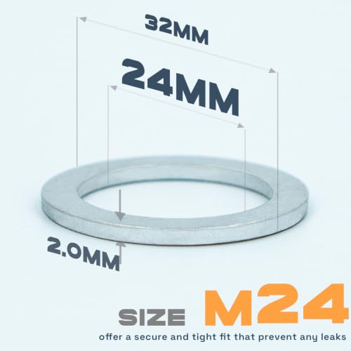 Image of 20Pcs M24 Aluminum Oil Drain Plug Gasket, Crush Washer for Oil Change, 24mm*32mm*2mm