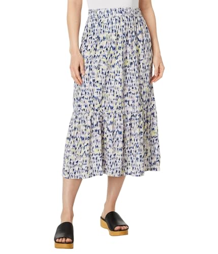 NIC+ZOE Women's Abstract Ikat Tiered Midi Skirt