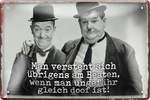 schilderkreis24 Blechschild Lustiger Spruch Zitat Dick Doof - 20x30cm (A - Man versteht Sich übrigens am besten - gleich doof)