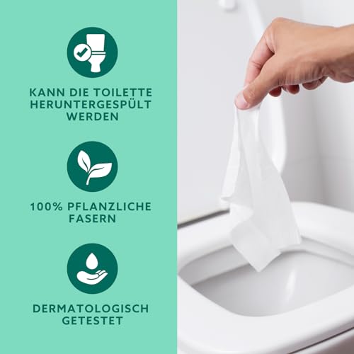 by Amazon Sanfte, feuchte Toilettenpapier mit Aloe Vera, ausspülbar, 240 Stück (6 Packungen mit 40 Blatt)