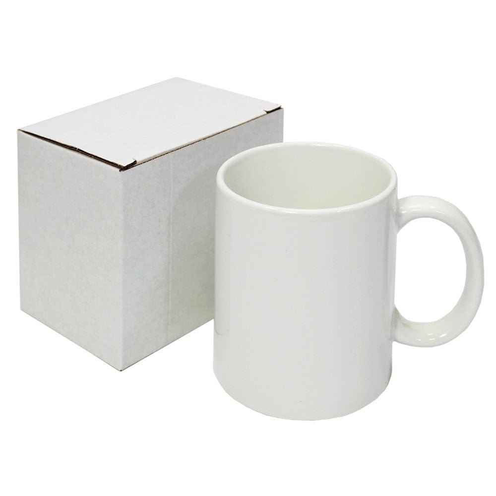 PixMax Blank Polymer Coated 11oz Sublimation Mugs & Gift Boxes, 72 Pack, AAA Grade