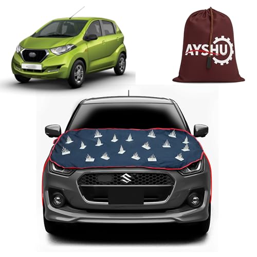 Image of AYSHU Dustproof Car Protection with Spikes for Dogs Compatible with Datsun Redi Go | Anti-Scratch Bonnet Guard | Heavy Duty Waterproof & UV Resistant Car Body Cover, Black