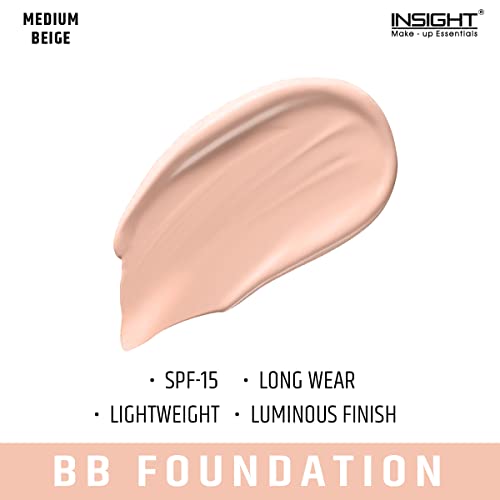 Image of INSIGHT BB Foundation | Medium Coverage|2-in-1 Formula|Hydrating & Long-Lasting | Lightweight Finish for Everyday Use - Medium Beige - 30ml (Pack of 2)