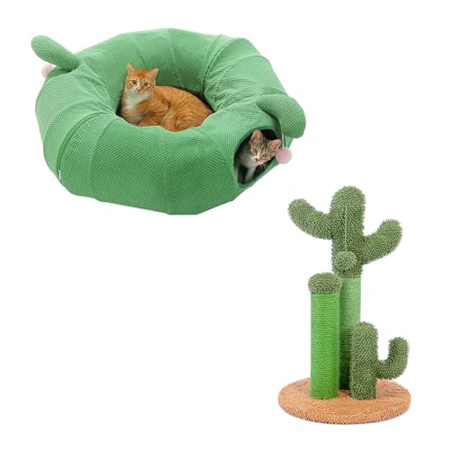 Juego Cactus Rascador para Gatos con Túnel y Poste miniatura 1