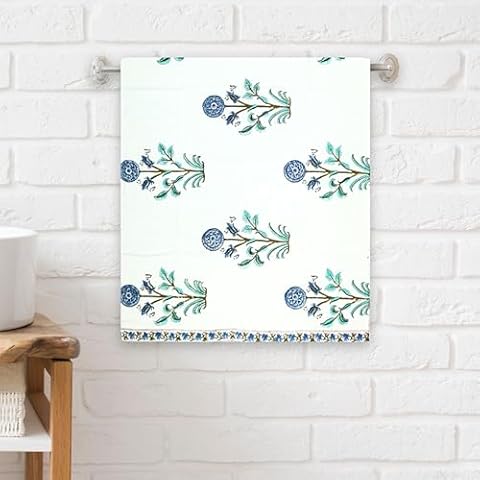 Trade Star 100% Cotton Large Waffle Towel Beautiful Block Printed Highly Absorbent Lightweight Towel Super Soft Premium Quality Towel for Shower Gym Beach Travel (Pattern 5) Cover