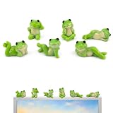 ZOUYIWET 6PCS Cute Frog Figurines, Mini Resin Frog Decor for Computer Monitor, Car Dashboard, Desk, Bookshelf, TV Stand and Home Office Decoration