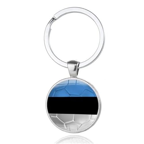 Art Attack Estonian Flag Soccer Keychain, Estonia Blueshirts National Football Team Accessories History Party Favor Fan Car Key Chain Ring Pendant Charm (Silver), Silver, S