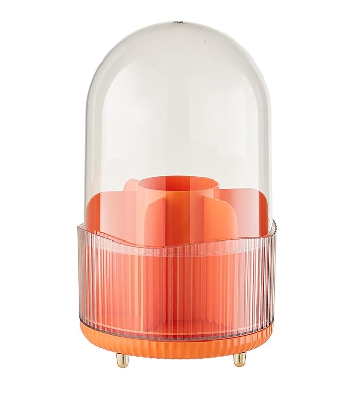 STAR WORK Makeup Brush Holder with lid,360° Rotating Makeup Organizer,7-Slot Makeup Brushes Cup,for Vanity Decor,paint brush holder，make up brush holder organizer,makeup brush organizer. (ORANGE) (B0CG6D5GFL) Amazon Price History, Amazon Price Tracker