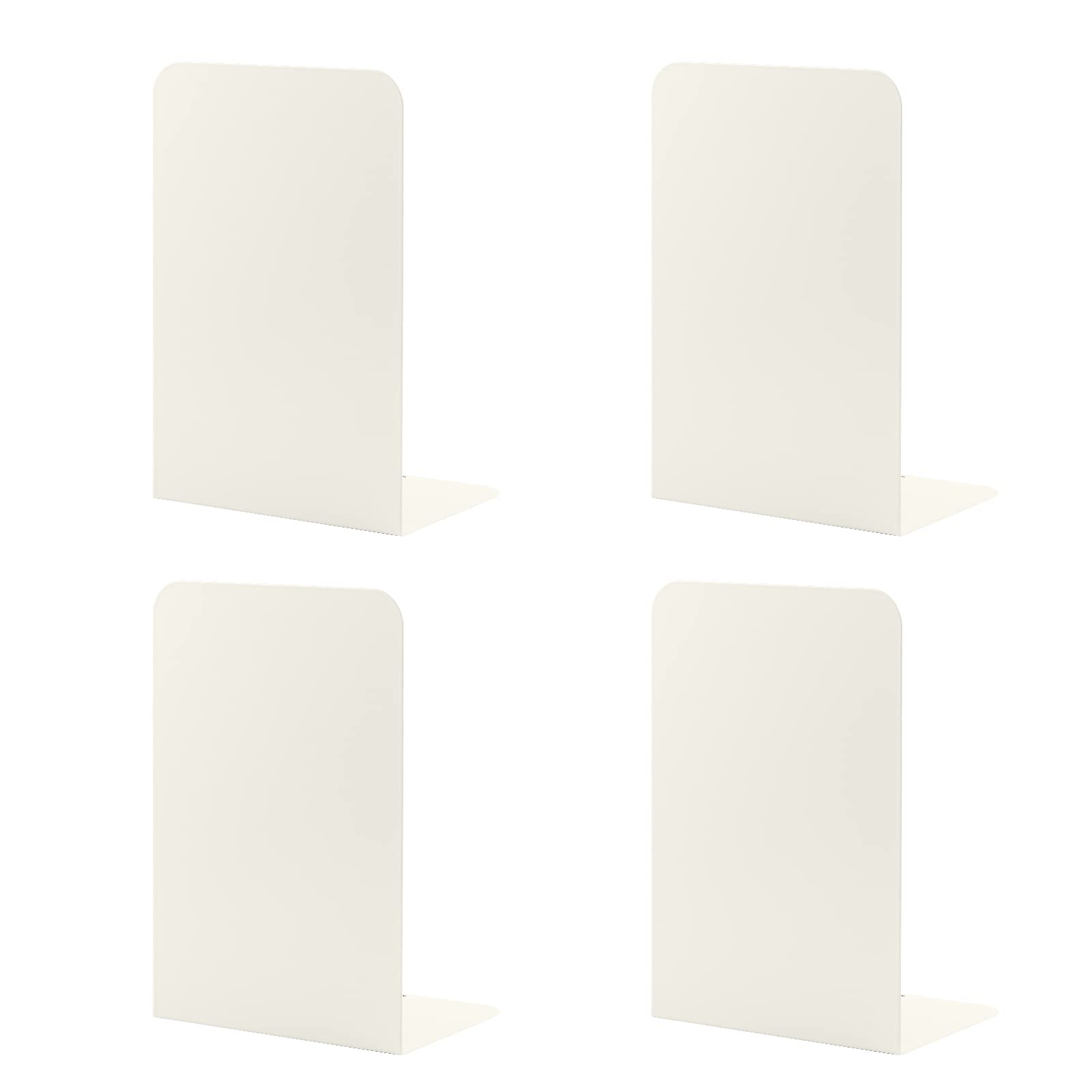 Sujetalibros para Estanterías de Libros, Sujetalibros para Oficina, Extremos de Libro para Libros Pesados, Soportes de Metal para Sujetalibros de Estilo Minimalista Moderno, Blanco Lechoso(2 Pares)