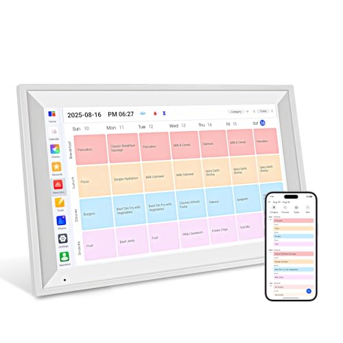 Image of 15.6 inch Smart Digital Wall Calendar, 1920 * 1080P Touchscreen Electronic Wall Planner, Family Schedule Organizer Digital Photo Frame with Built-in 64GB Memory, White