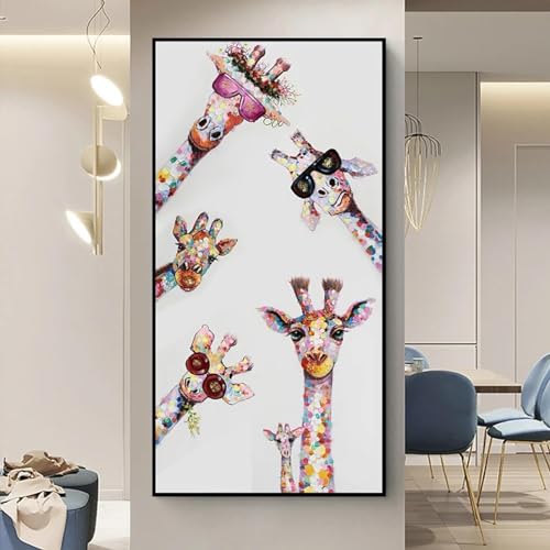 Affiches murales girafe graffiti KEBIA impression sur toile animaux 80x160 cm