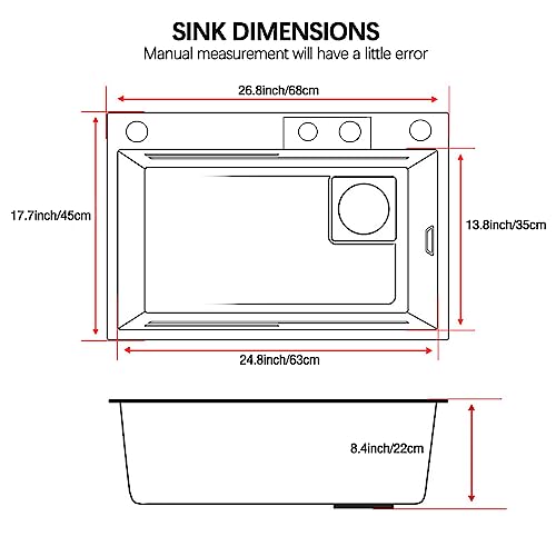ECTbicyk Lavello da cucina a cascata, 304 lavello